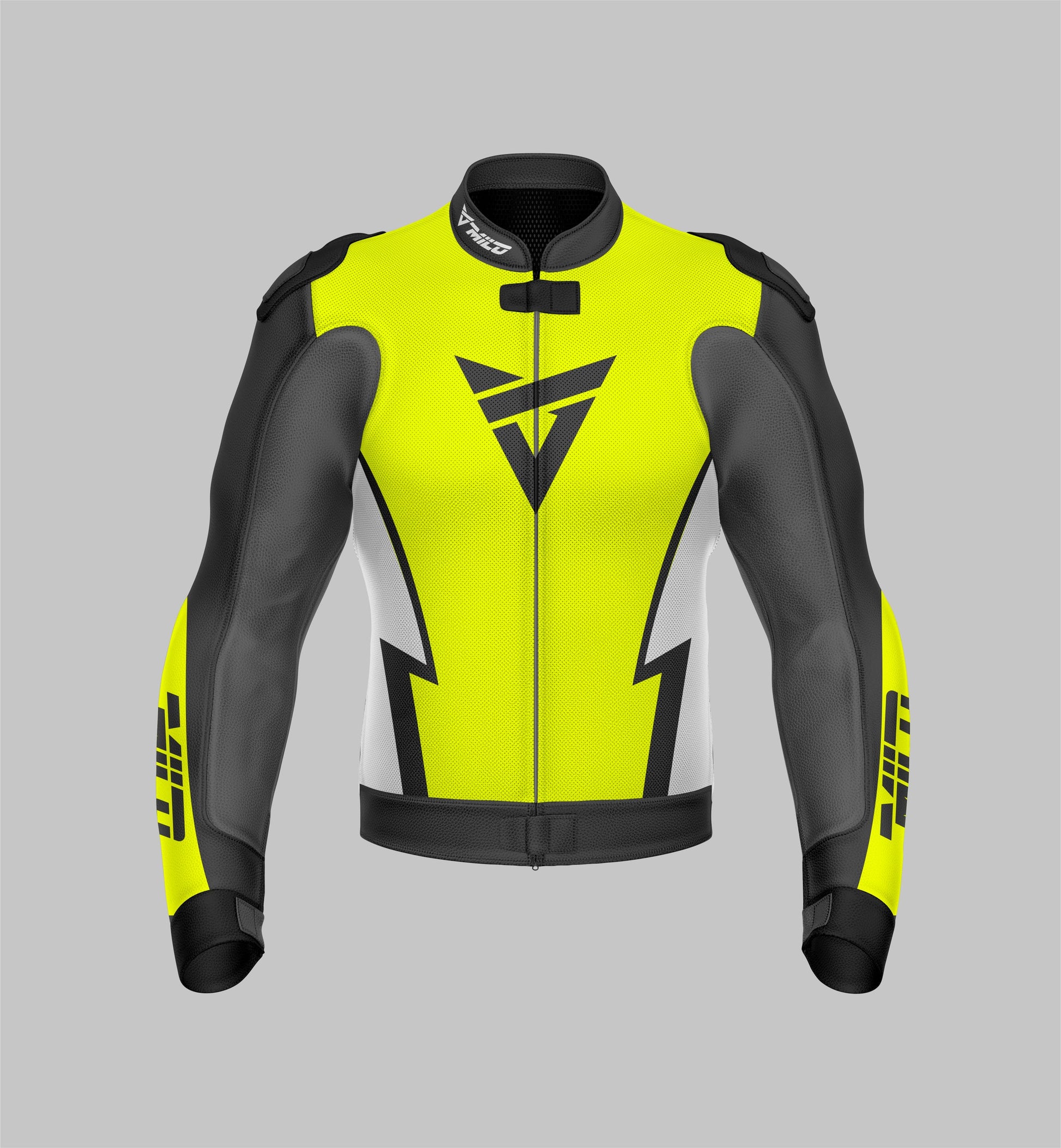 Milo Racing Perforated Leather Jacket Protections Suits - Yellow/Black