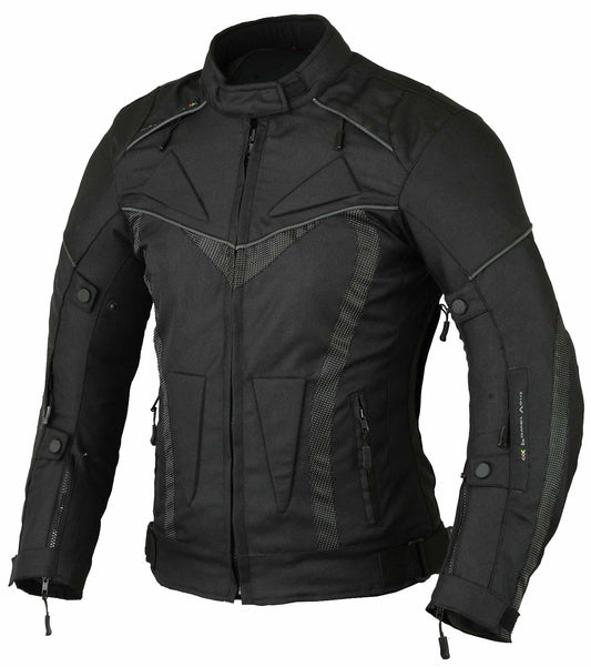 Cardura Textile Motorcycle Touring Black Reflective Jacket