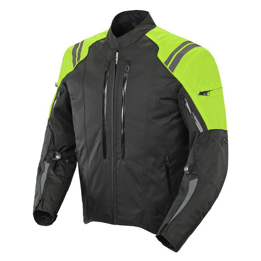Yellow Fluorescent/Black Reflective Textile Touring Motorcycle Jacket