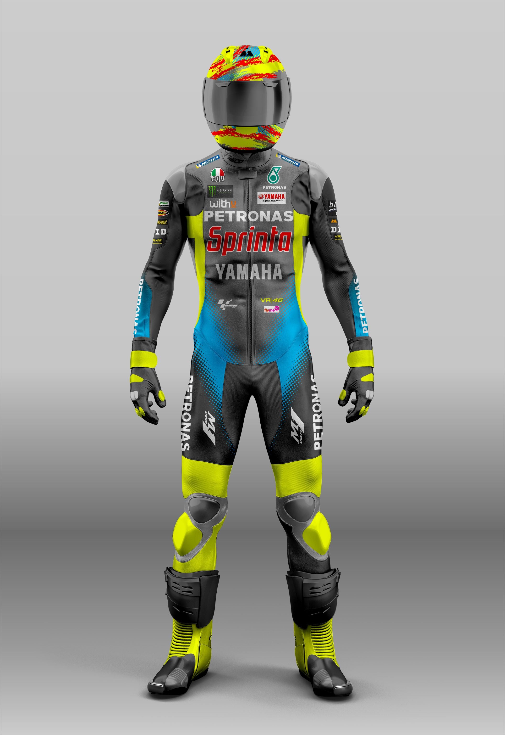 VR 46 Petronas 2021 Grazie Vale Leather Motorbike Suit Valentino Rossi ...