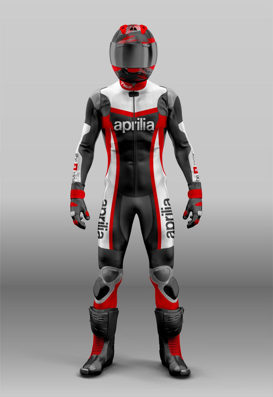 Aprilia Racing Motorcycle Red White Black Leather Custom Design Suit