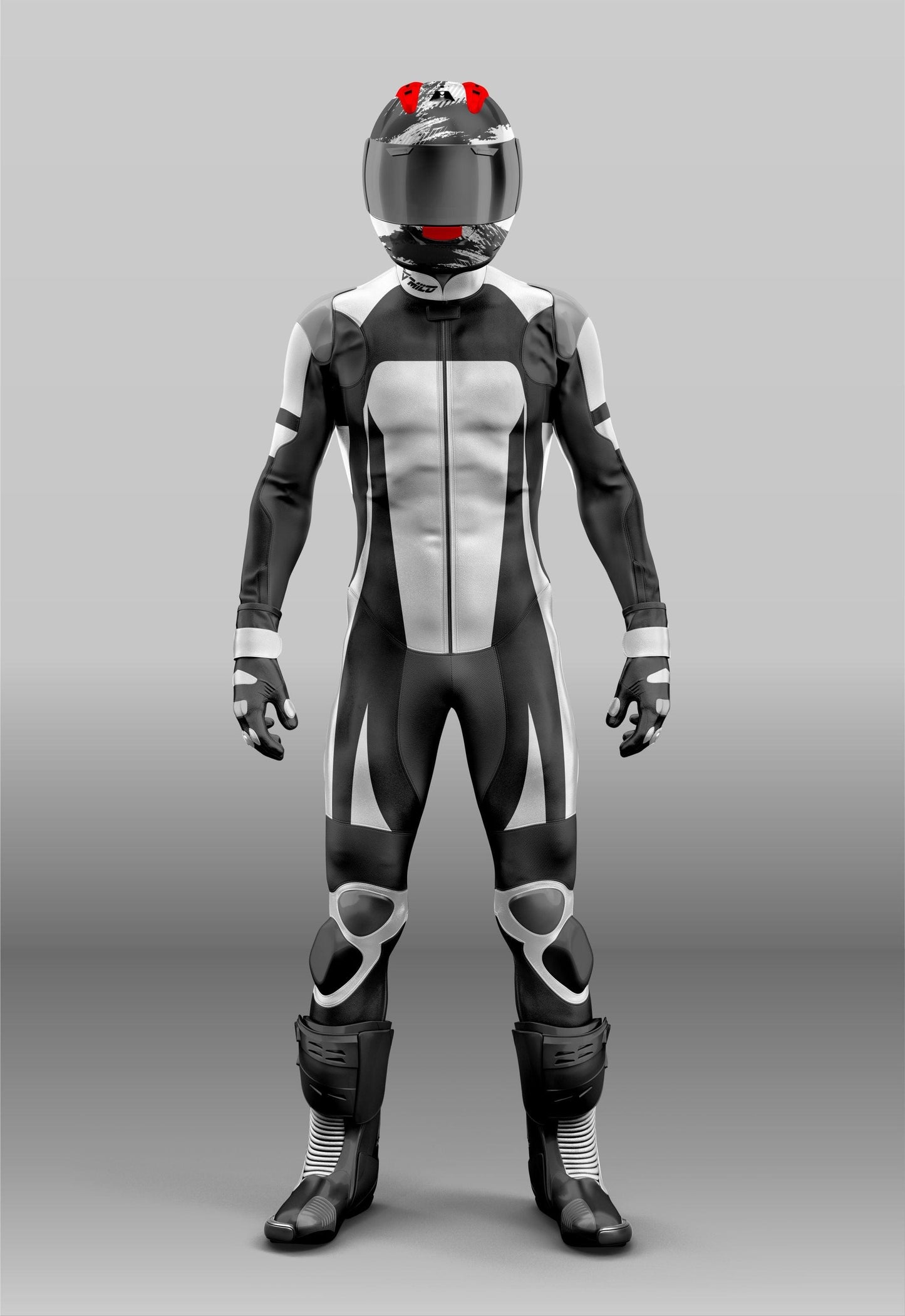 Black/White Custom Design Motorcycle Suit -  Add Custom Logos On your Desired Suit with US