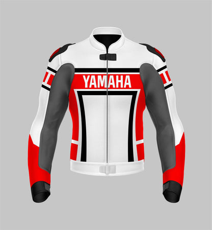Yamaha Red And White Leather Motorcycle Jacket Moto Jacket Yamaha