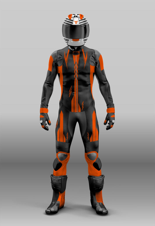 Top Print Design Motorbike Suit Made from Cowhide Leather