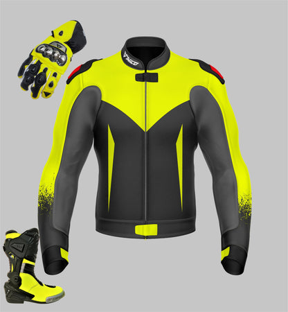 Bundle Of Full Racing Motorcycle Jacket, Gloves Boots Unisex Customize Your Own Full Kit