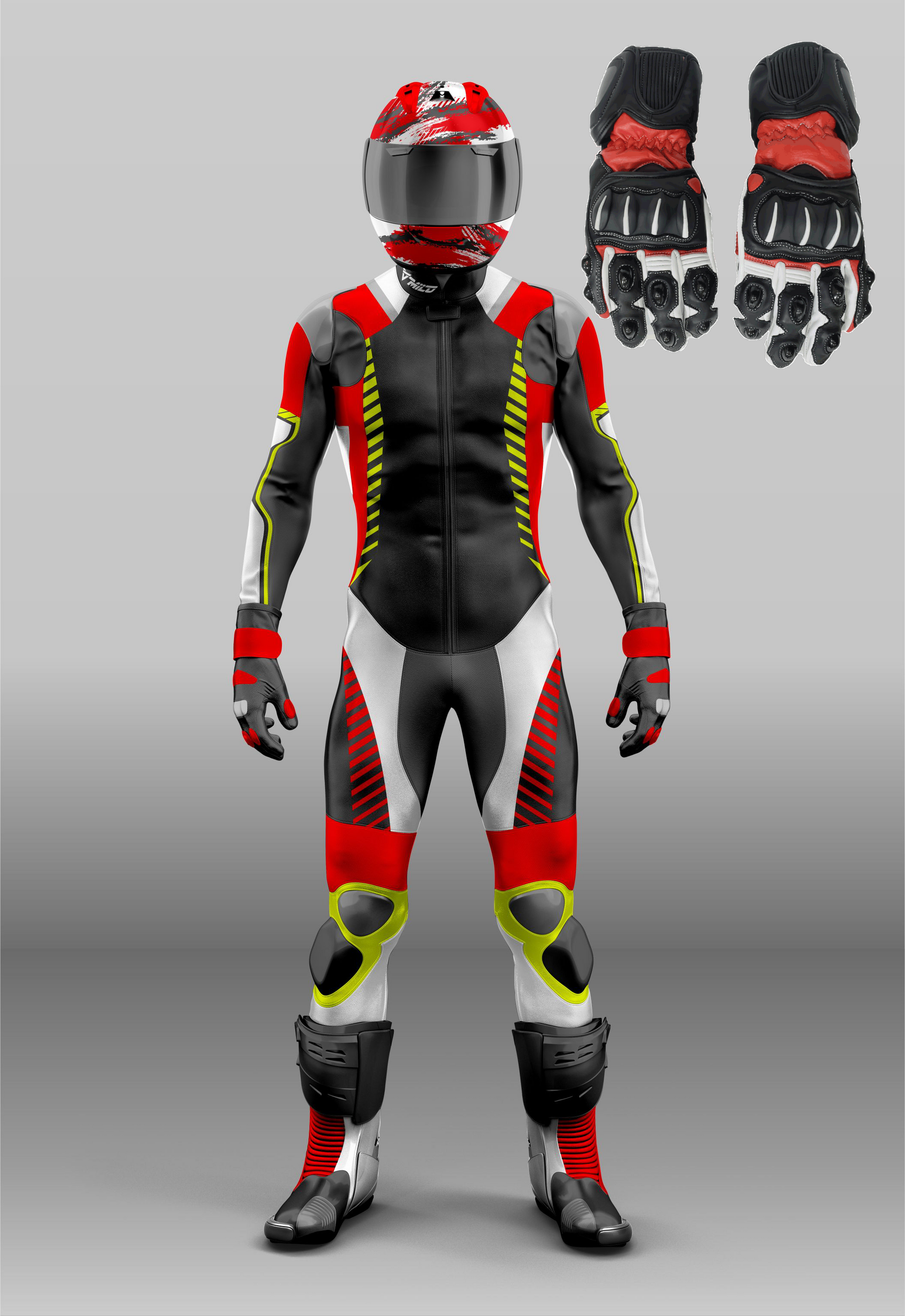 Custom design motorbike suit & gloves 