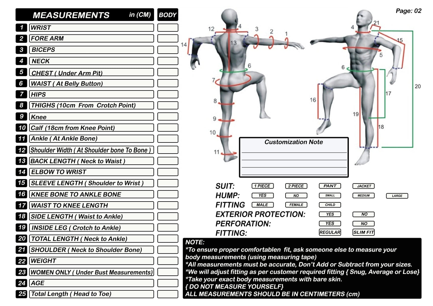 measuring motorcyle suit guide