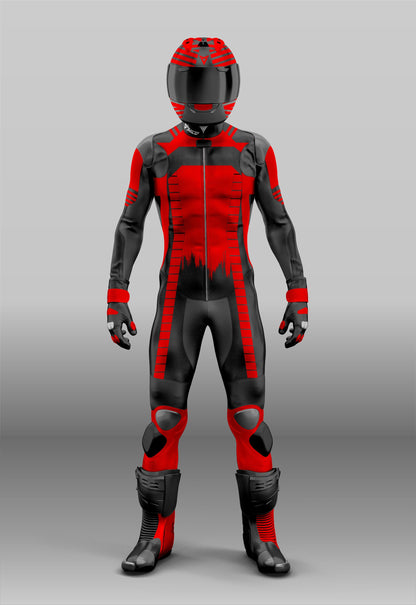 Premium Customize Ride & Race Leather Motorbike Racing Suit Red / Black Color