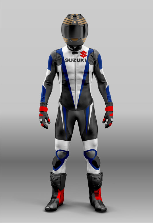 Suzuki White Motorcycle Racing Suit