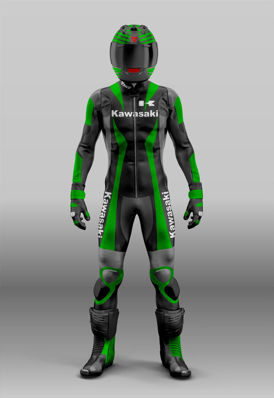 Kawasaki Black Green Race Suit