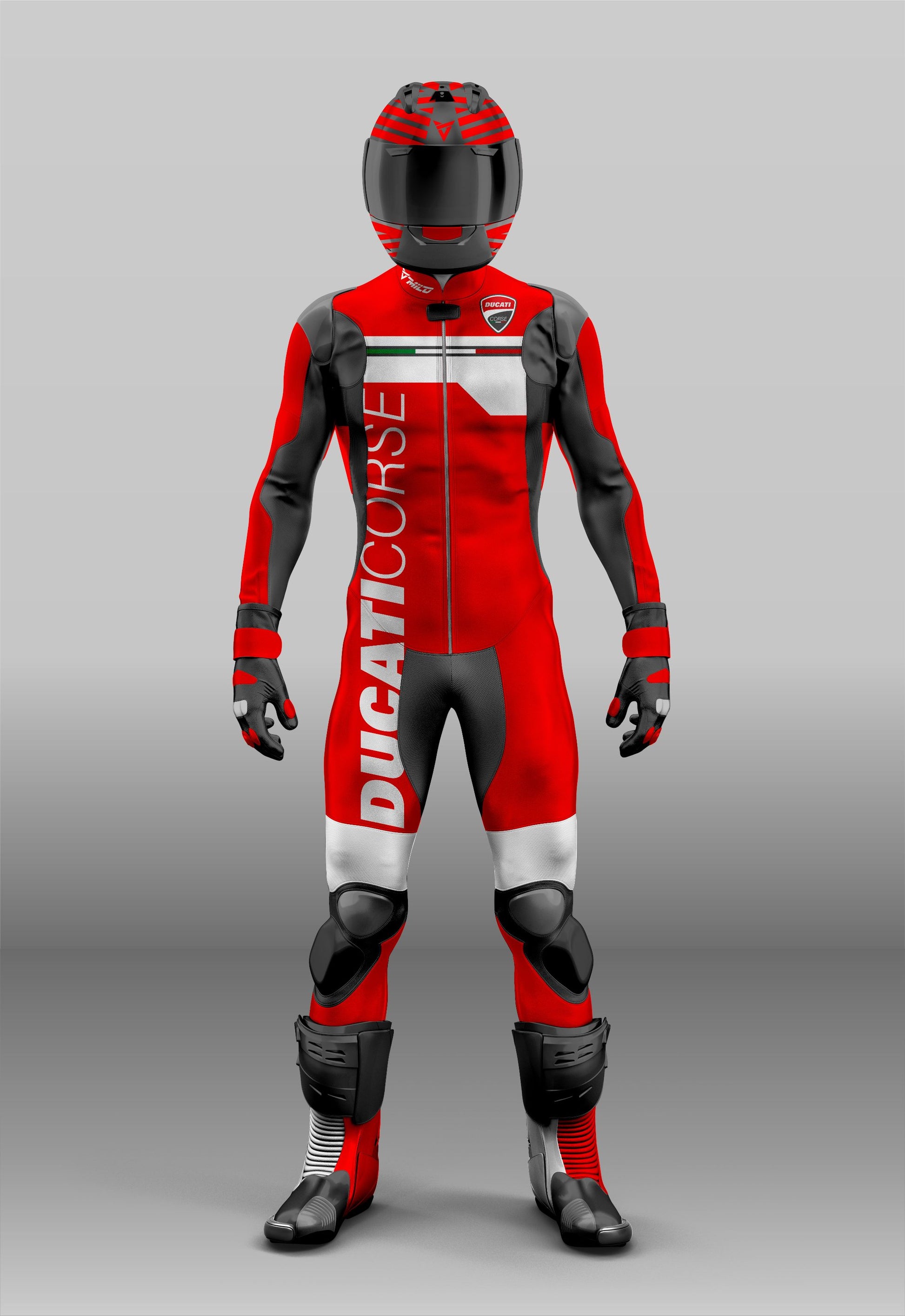 Ducati Corse Red Leather Motorcycle Racing Suit – Unisex Piece