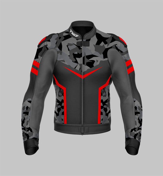 Personalized Camouflage Black/Grey Motorcycle Racing Custom Design Jacket for Ultimate Racing Gear - Customize Motorbike Riding Jacket - Men & Women