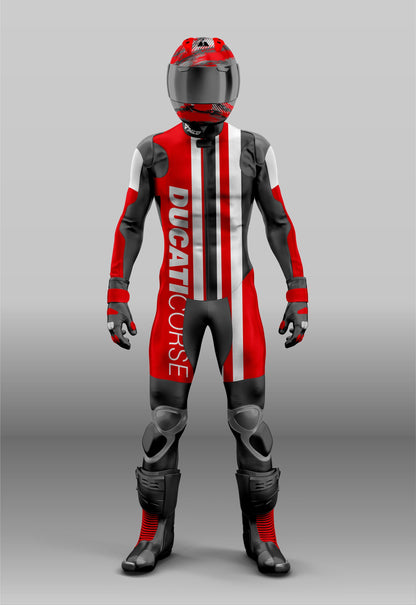 Ducati Corse Red White Black Motorcycle Suit