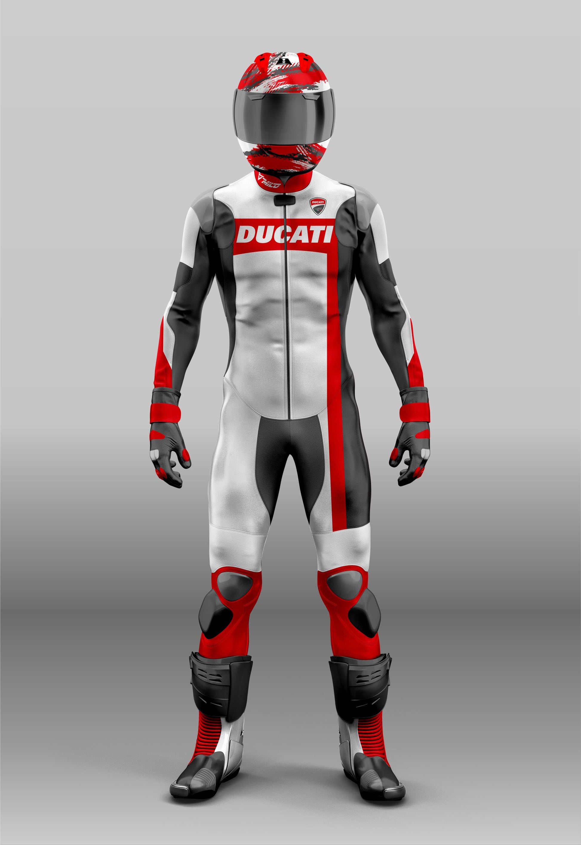 Ducati White & Red Motorbike Suit