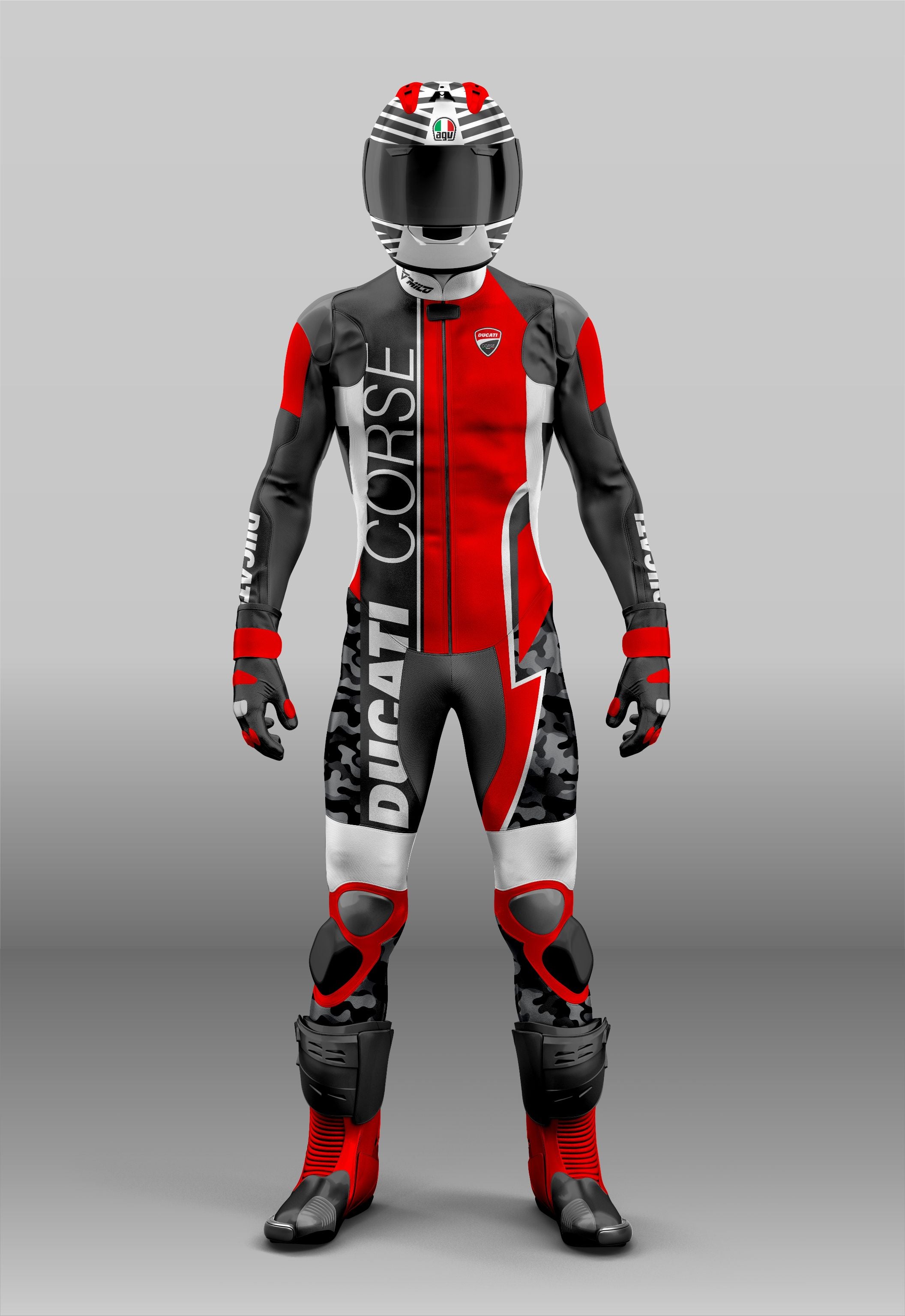 Ducati Corse C5 Motorbike Leather Track & Drag Race Suit Red Black ...