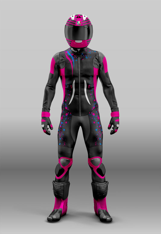 Motorcycle Custom Made Leather Splash Design Racing 1 PC & 2 PC Suit