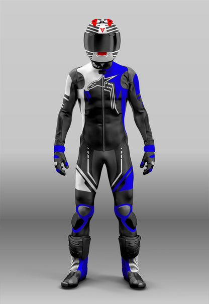 Gp Plus V2  Blue White Black One Piece Perforated Leather Suit