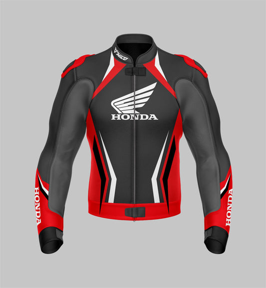 Honda Customized Red/Black Motorcycle Riding Leather Jacket - Available In All Sizes & Colors - Unisex