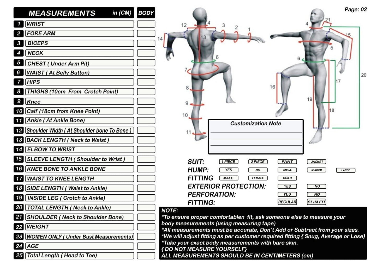 custom measuring motorcyle suit guide