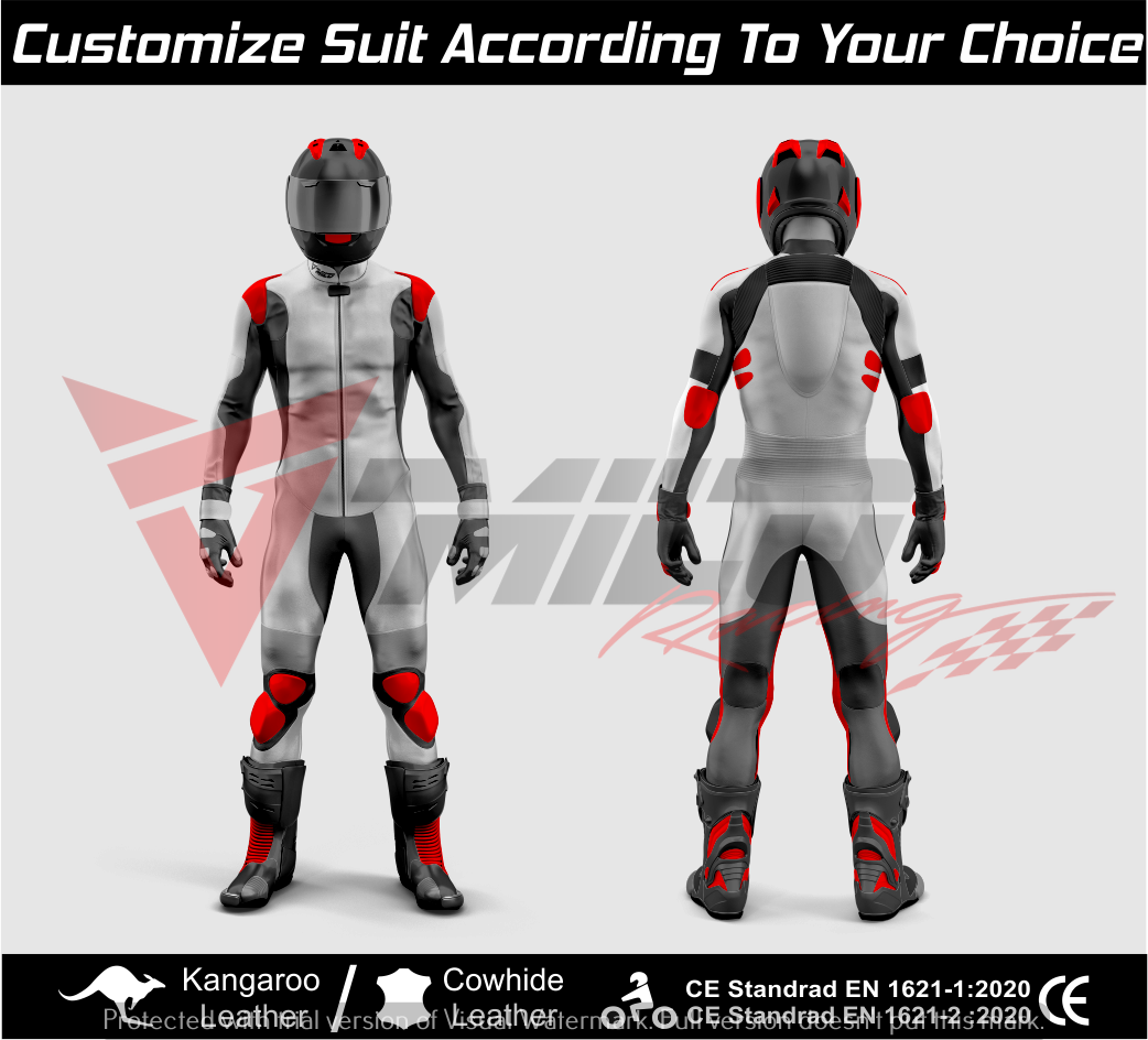 Milo Racing Custom Motorcycle Racing Suit - Cowhide & Kangaroo Leather - Drag Racing - CE Certified - Perfect for Track Racing and Street Riding