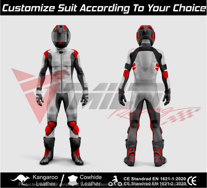 Milo Racing Custom Motorcycle Racing Suit - Cowhide & Kangaroo Leather - Drag Racing - CE Certified - Perfect for Track Racing and Street Riding