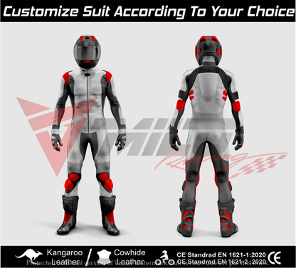 Milo Racing Motorcycle Racing Suit - Kangaroo & Cowhide Leather - 1 Piece & 2 Piece - Customizable Design & Fit - CE Certified