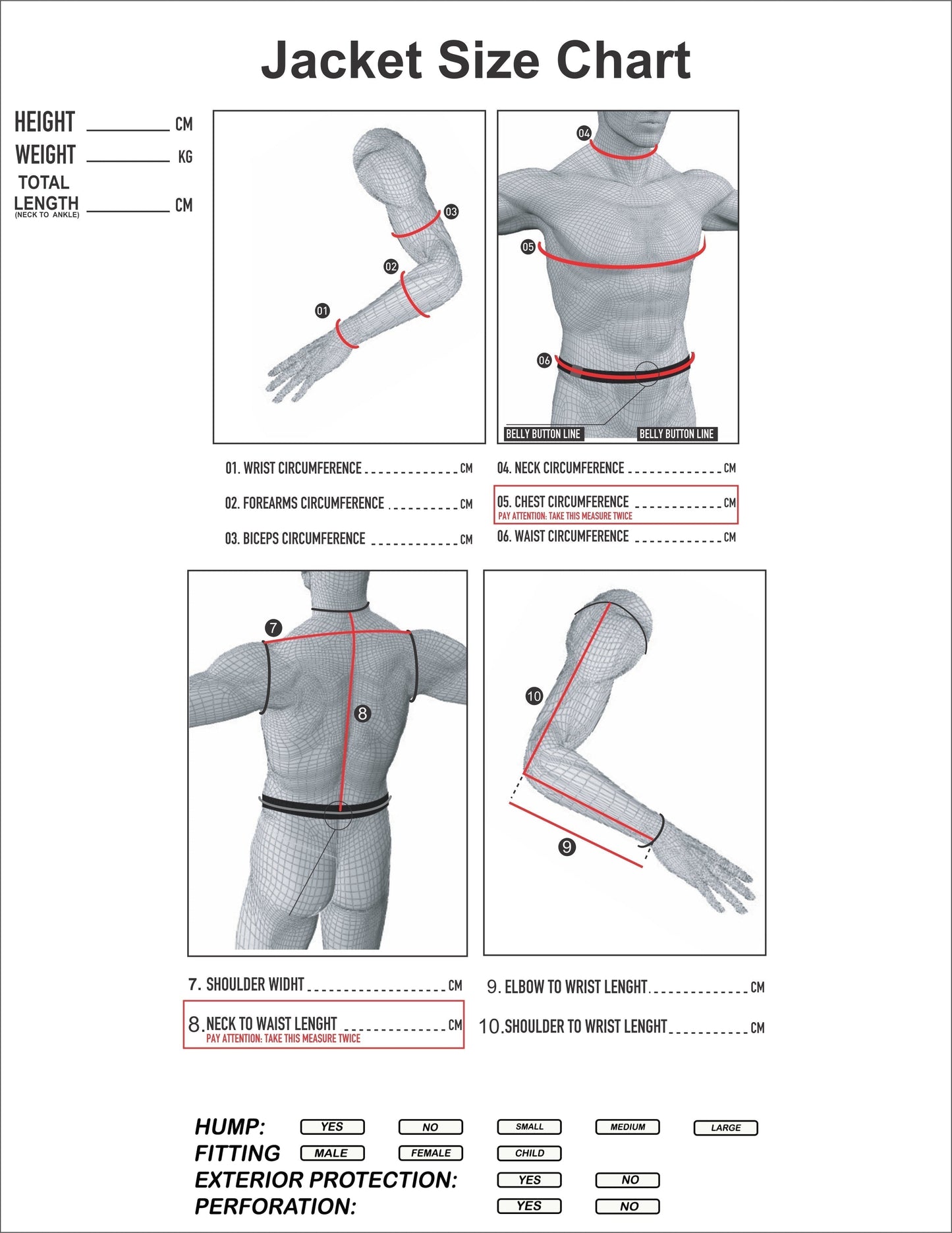 JACKET SIZE  CHART For Racing 